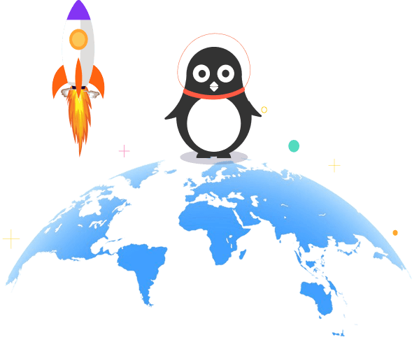 My e-Kids penguin on globe